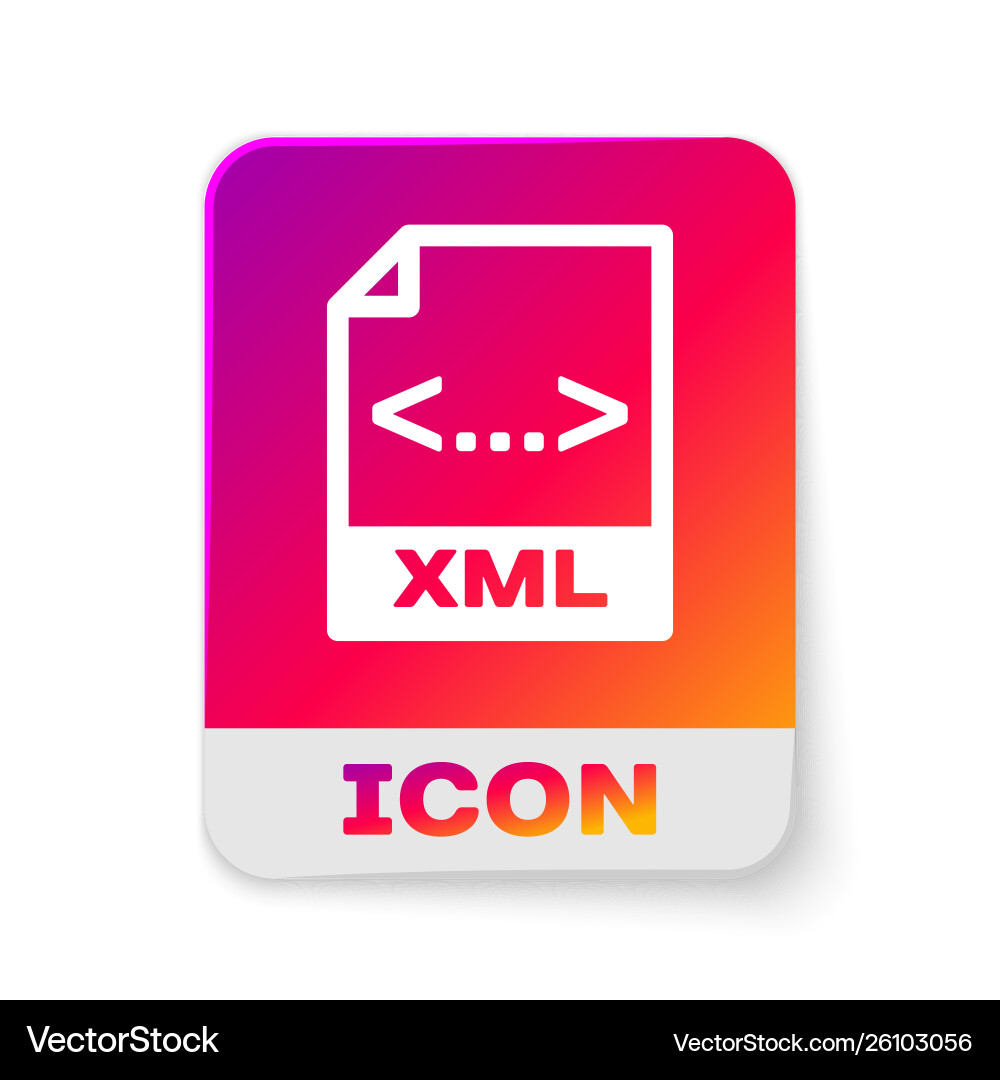 White xml file document icon download button Vector Image