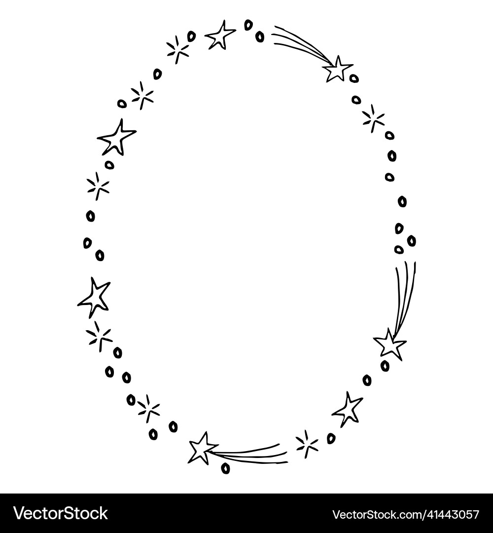 Border oval frame in simple style with stars Border oval frame in simple style with stars vector image