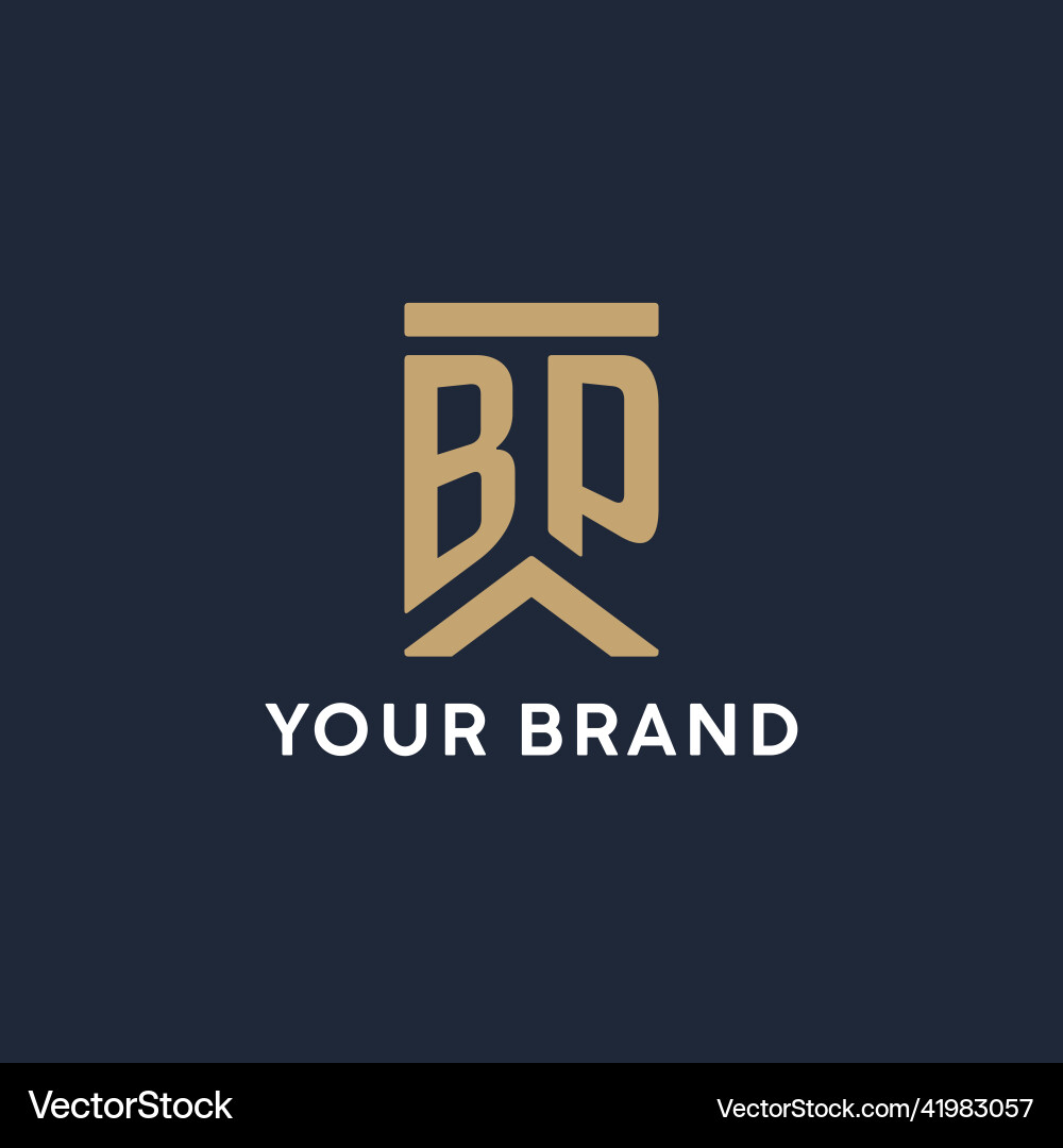 Bp initial monogram logo design in a rectangular Vector Image