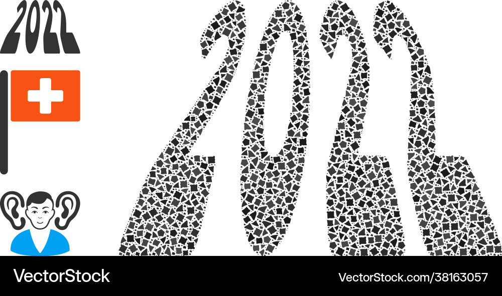 Bumpy 2022 perspective digits icon mosaic Bumpy 2022 perspective digits icon mosaic vector image