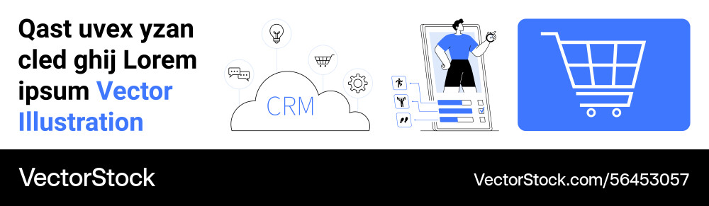 Digital shopping and crm integration with cloud Digital shopping and crm integration with cloud Vector Image