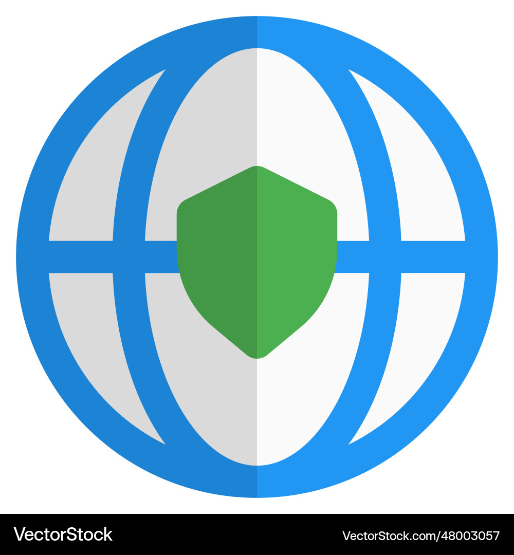 Global network secured via shield security vector image