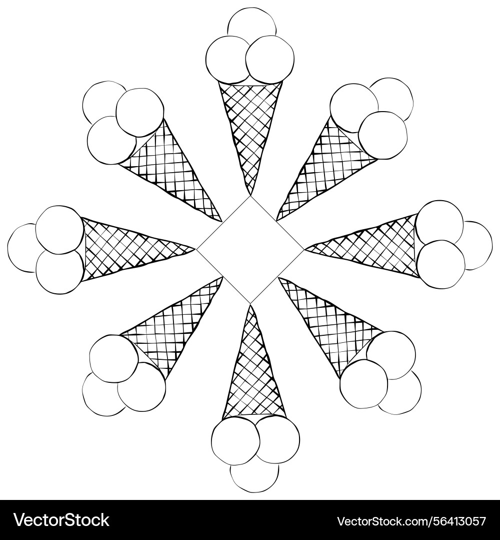 Ice cream cone square frame template for text Ice cream cone square frame template for text Vector Image