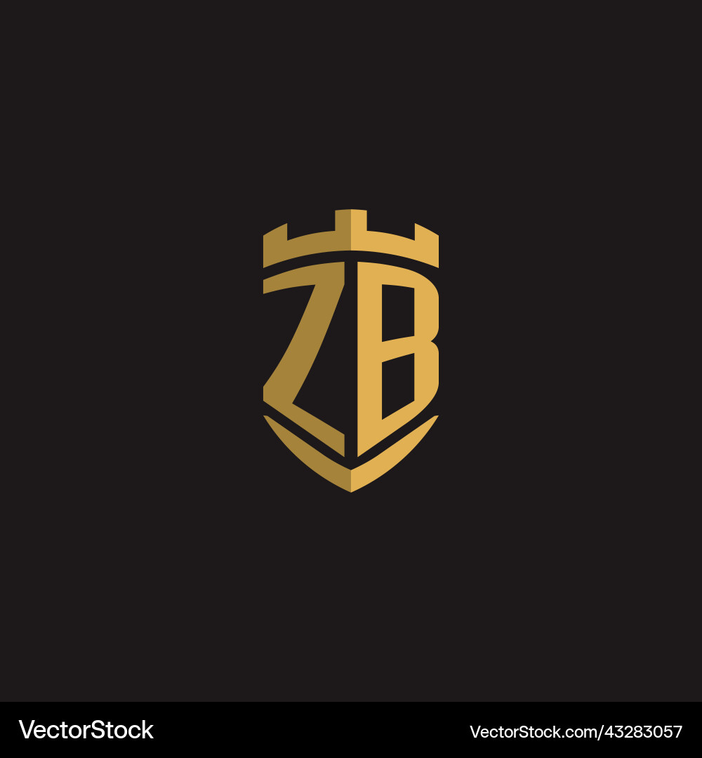 Initials zb logo monogram with shield style design Vector Image