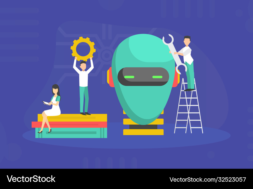 IT Professionals Creating Robot Scientists IT Professionals Creating Robot Scientists vector image