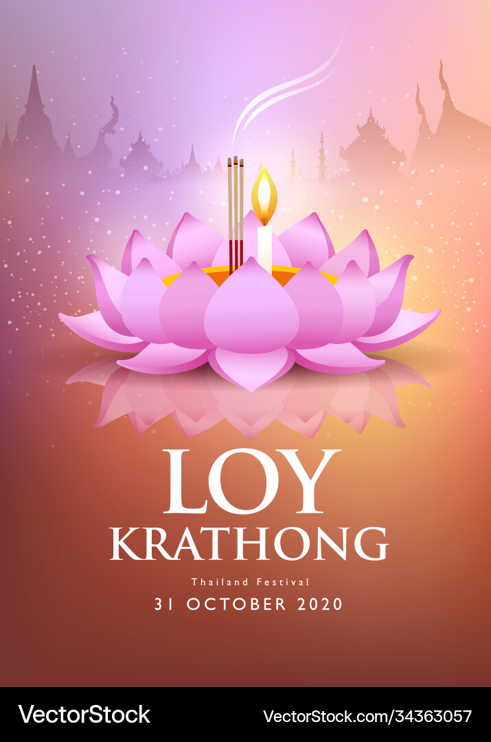 Loy krathong pink lotus thailand festival Loy krathong pink lotus thailand festival vektorbild
