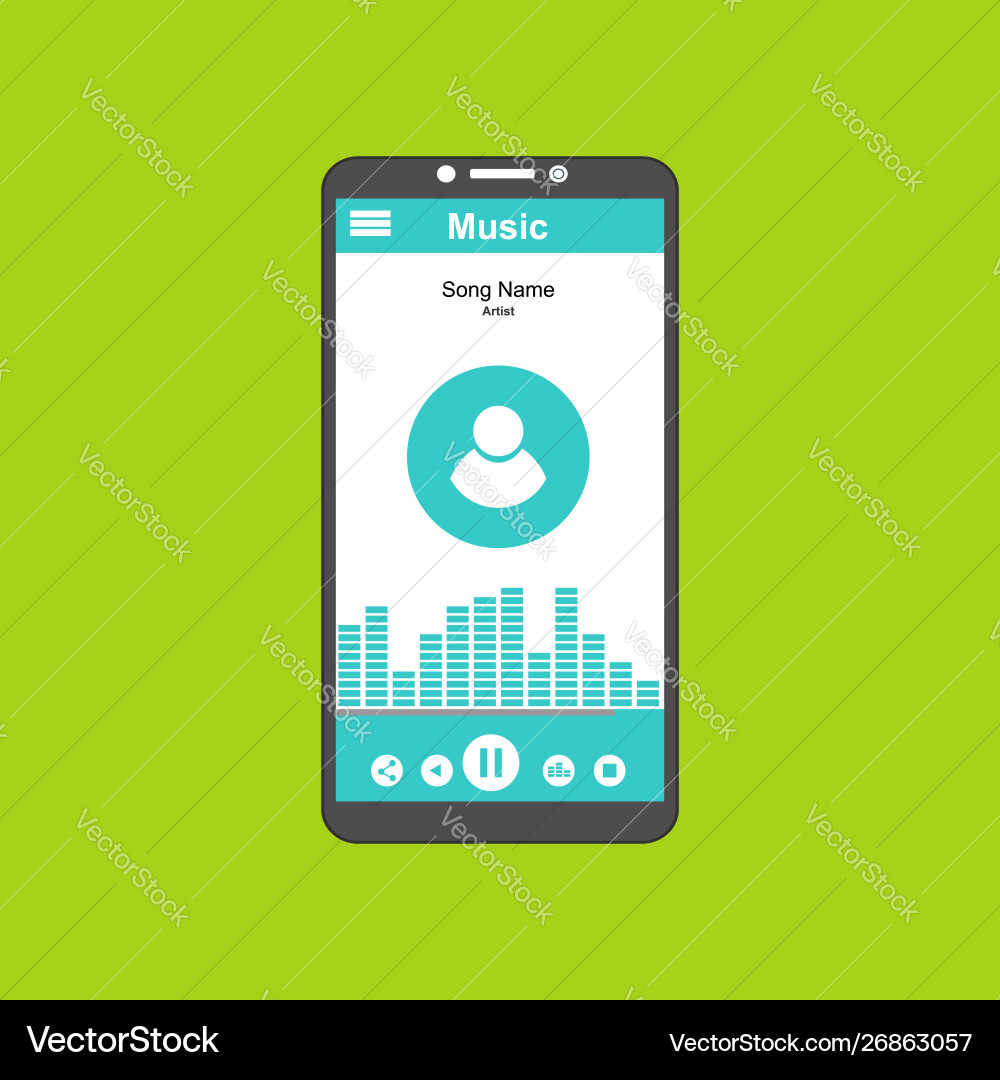 Media player application app template with flat Media player application app template with flat vector image