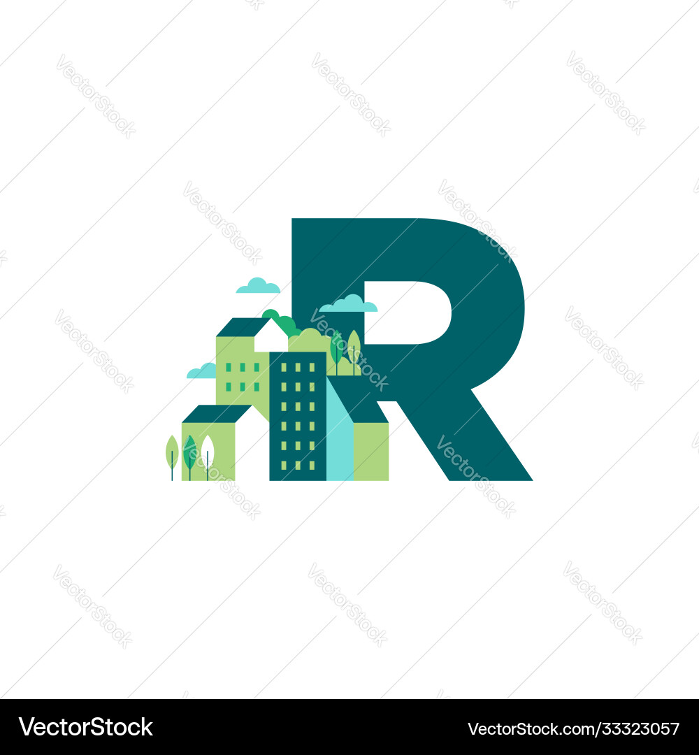 Modern initial r building Modern initial r building Vector Image