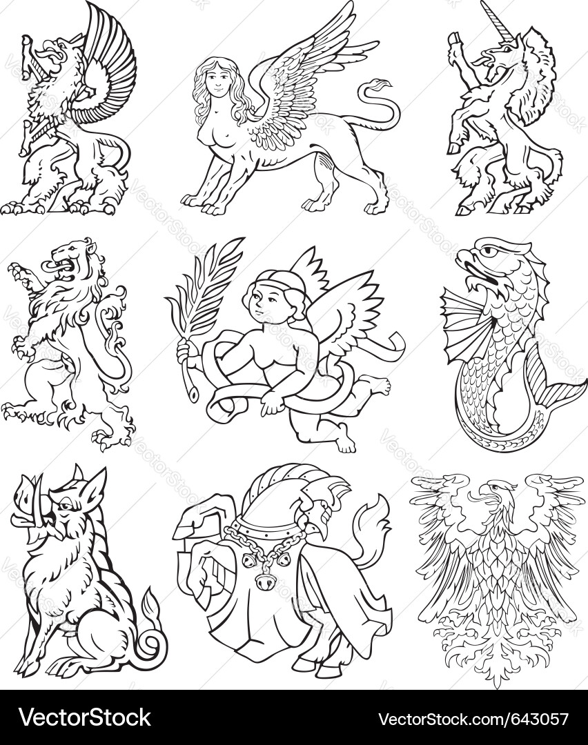 Mythological Creatures & Heraldry Vector Image