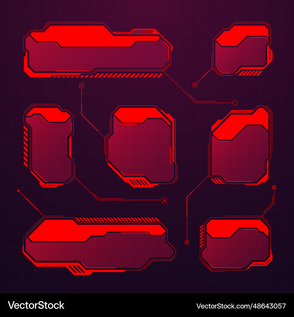 Red futuristic hud or ui elements sci-fi user Red futuristic hud or ui elements sci-fi user Vector Image