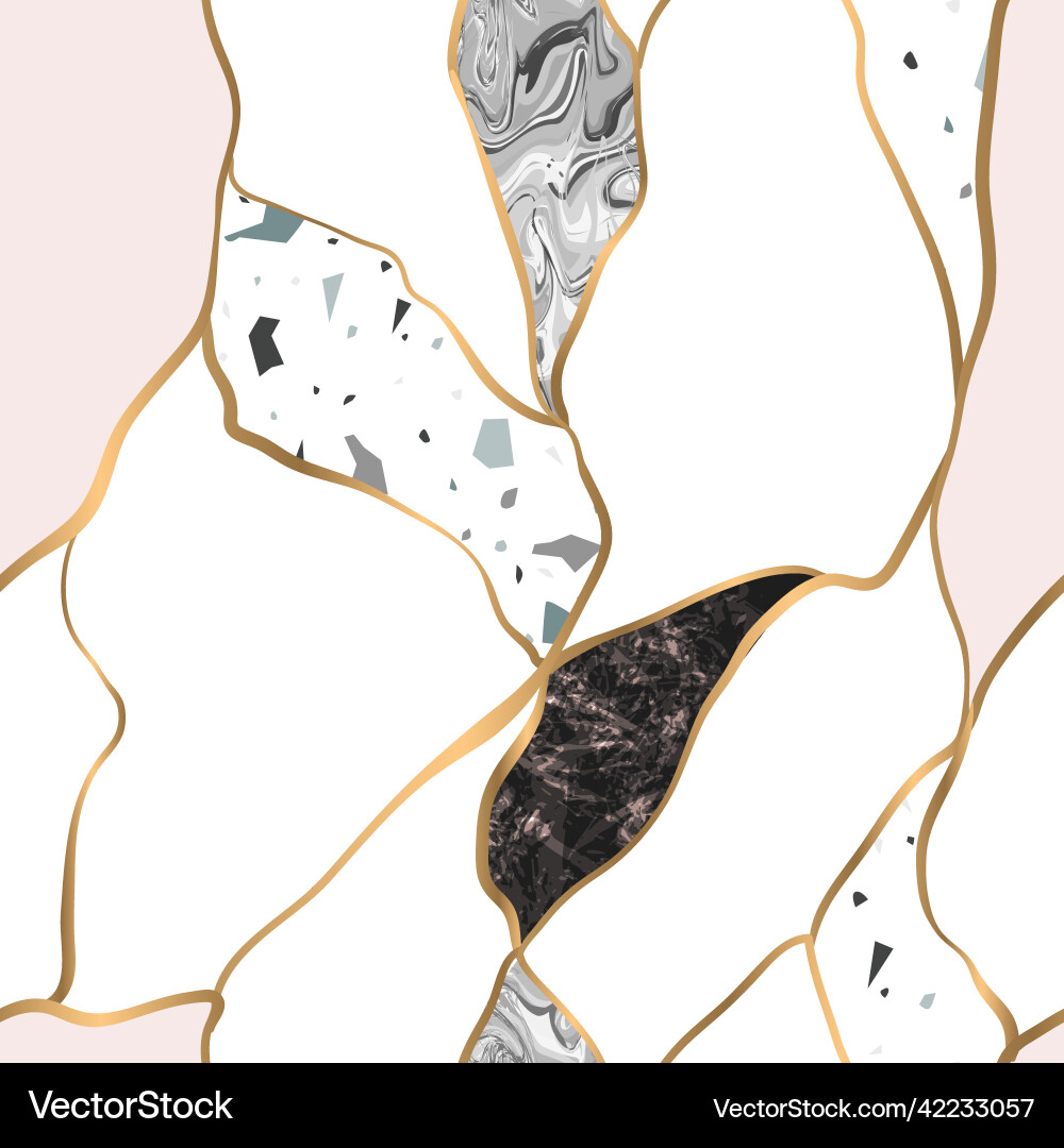 Seamless pattern in kintsugi style broken vector image