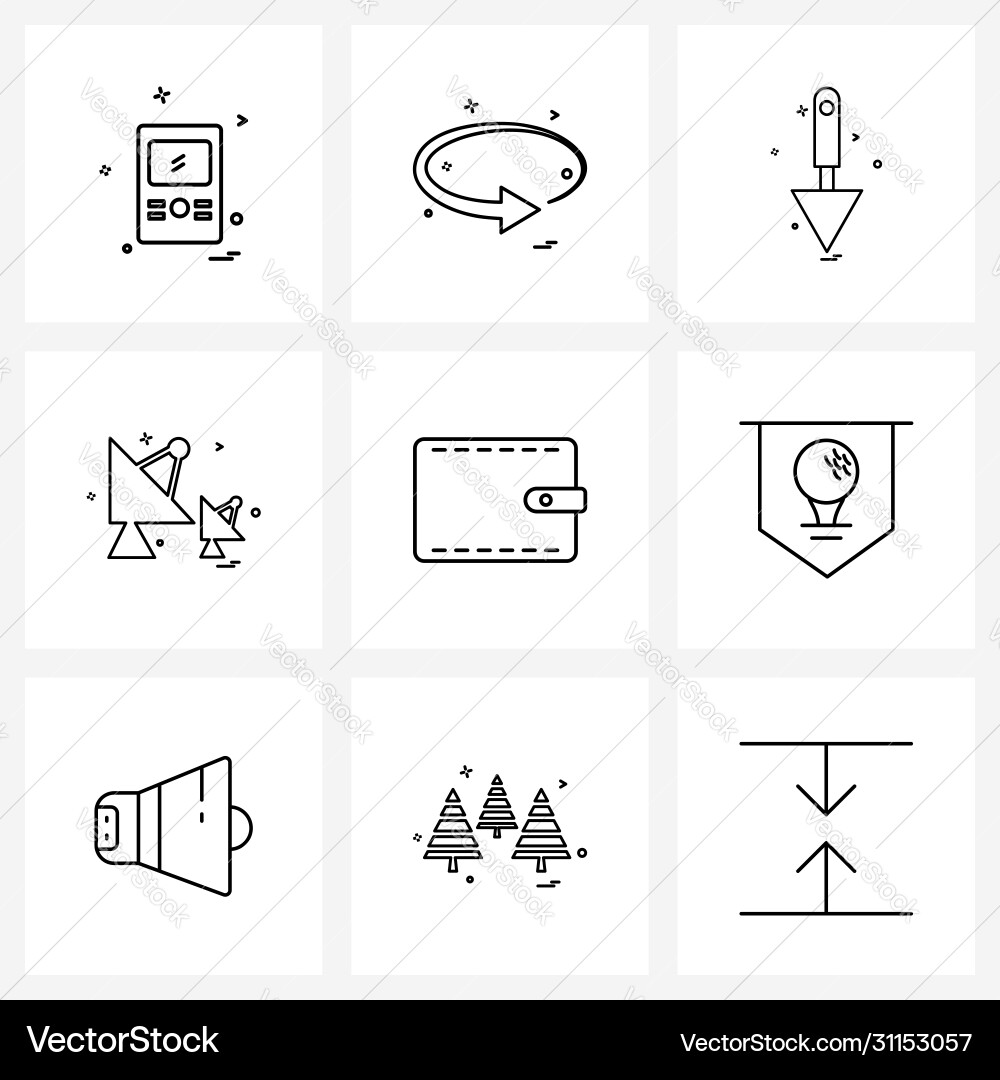 Set 9 simple line icons for web and print vector image