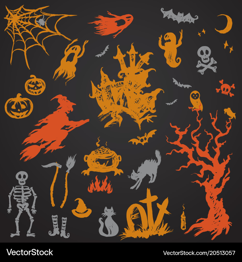 Set halloween objects collection Vector Image