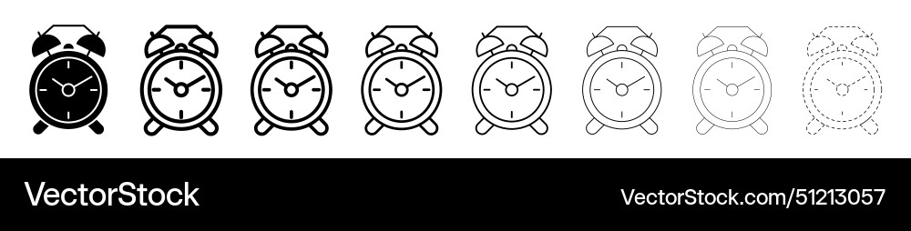 Set of alarm clock different line shapes thin Vector Image
