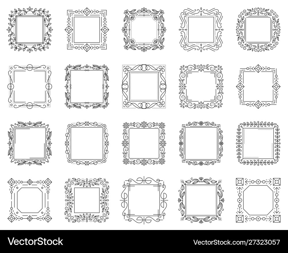 Text square frame simple black line set Vector Image