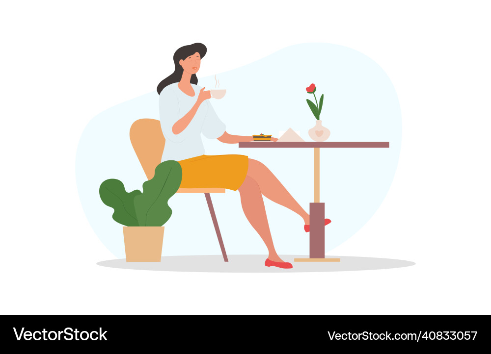 Woman drink coffee Woman drink coffee vector image