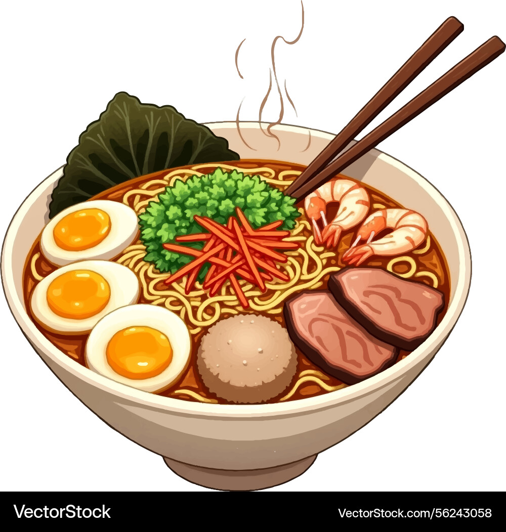 A bowl of light colored ramen 08 A bowl of light colored ramen 08 Vector Image