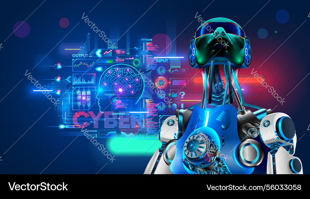 Ai or artificial intelligence with the computer Vector Image