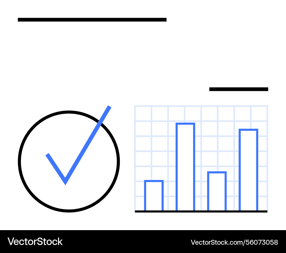 Bar chart analysis with checkmark signifying task Bar chart analysis with checkmark signifying task vector image