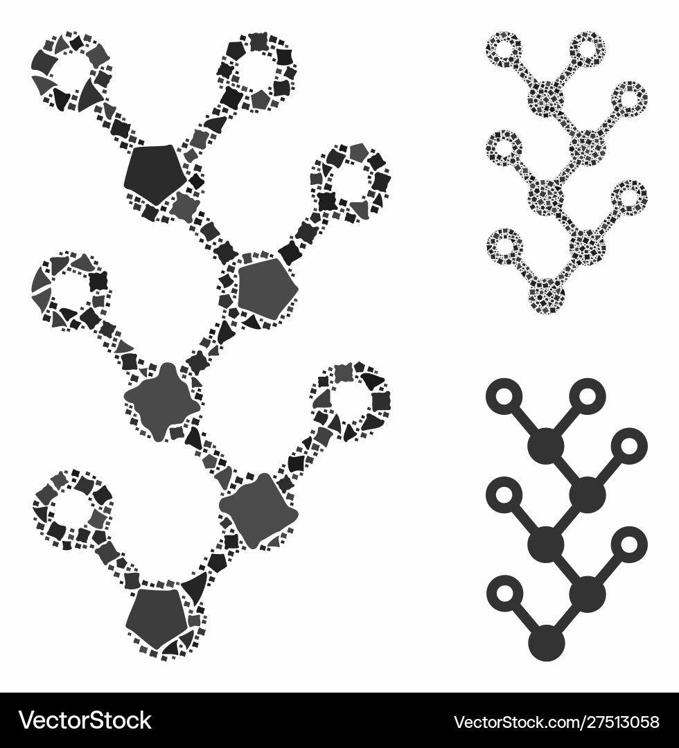 Binary tree mosaic icon ragged elements Binary tree mosaic icon ragged elements vector image