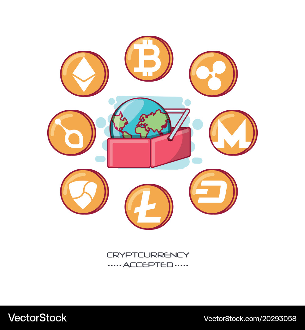 Bitcoin accepted design Vector Image