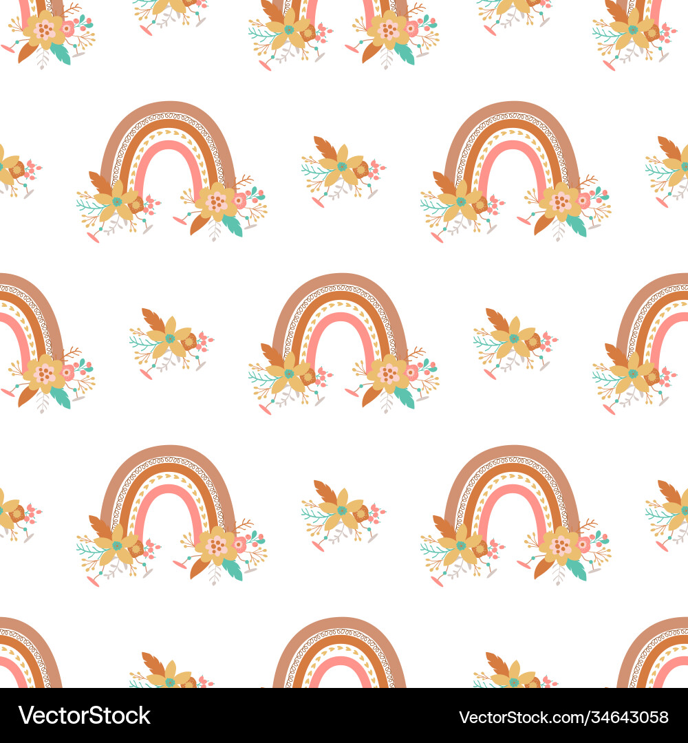 Boho schicke florale Regenbogen Muster niedlich romantisch Boho schicke florale Regenbogen Muster niedlich romantisch vektorbild