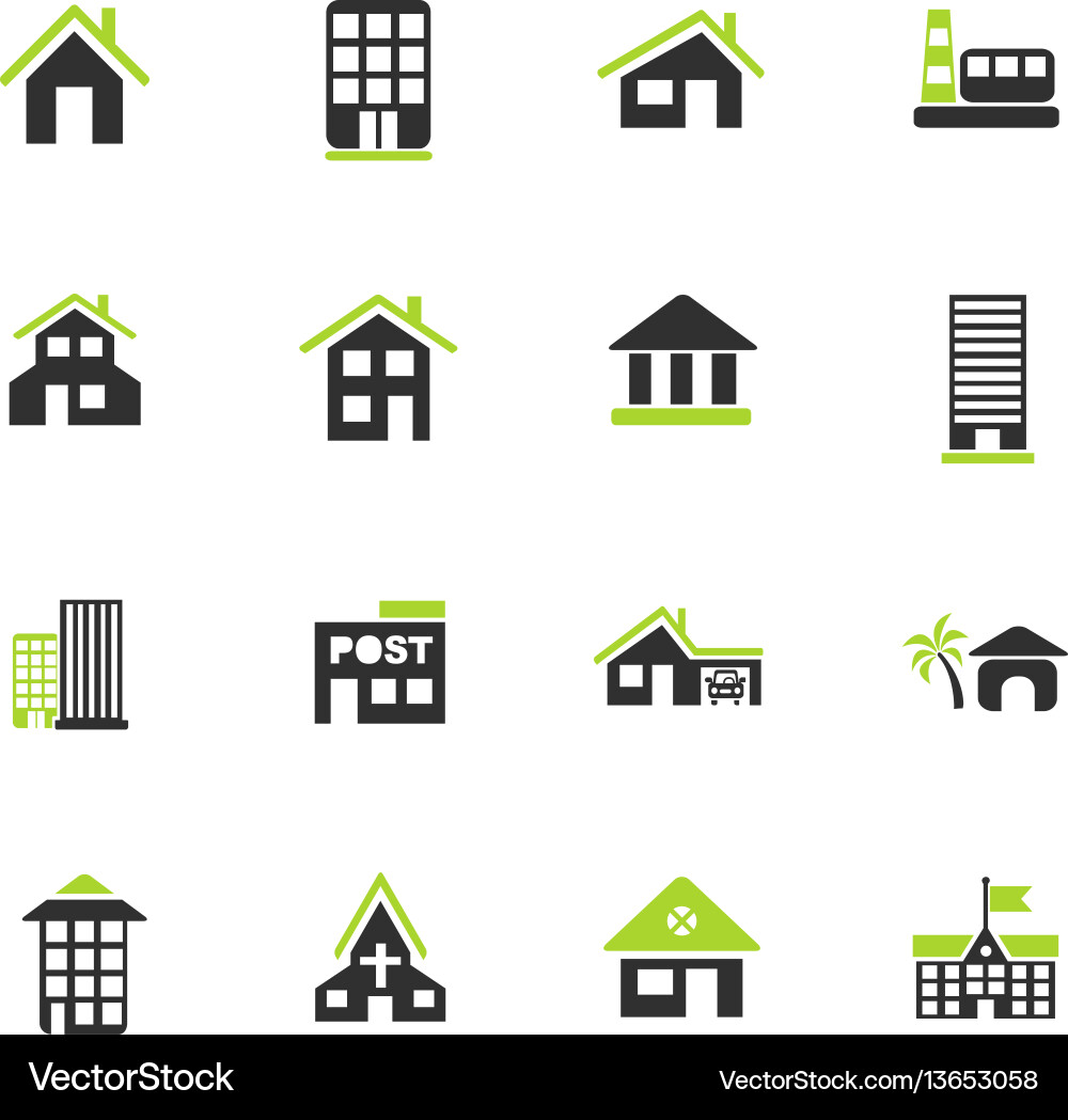 Building icon set Building icon set Vector Image