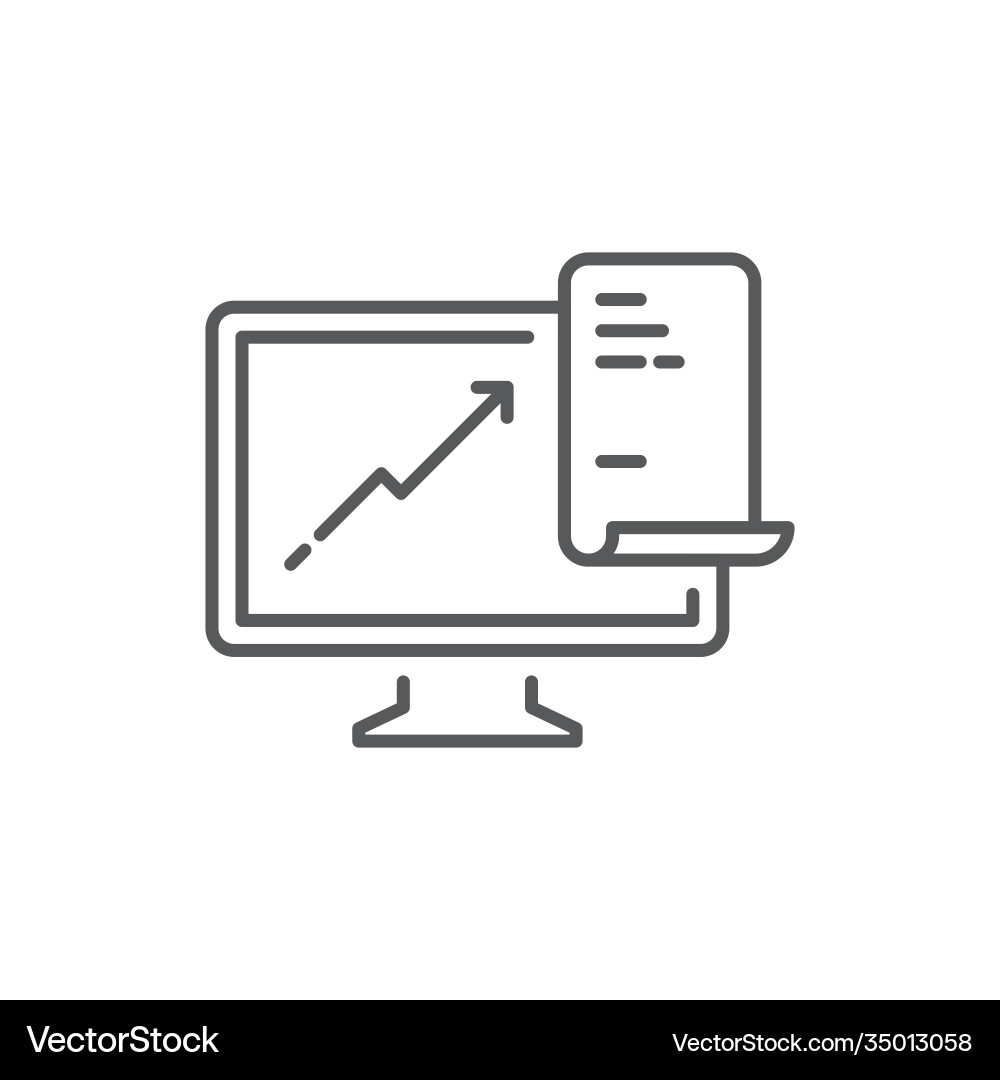 Computer monitor with business graph growing Vector Image