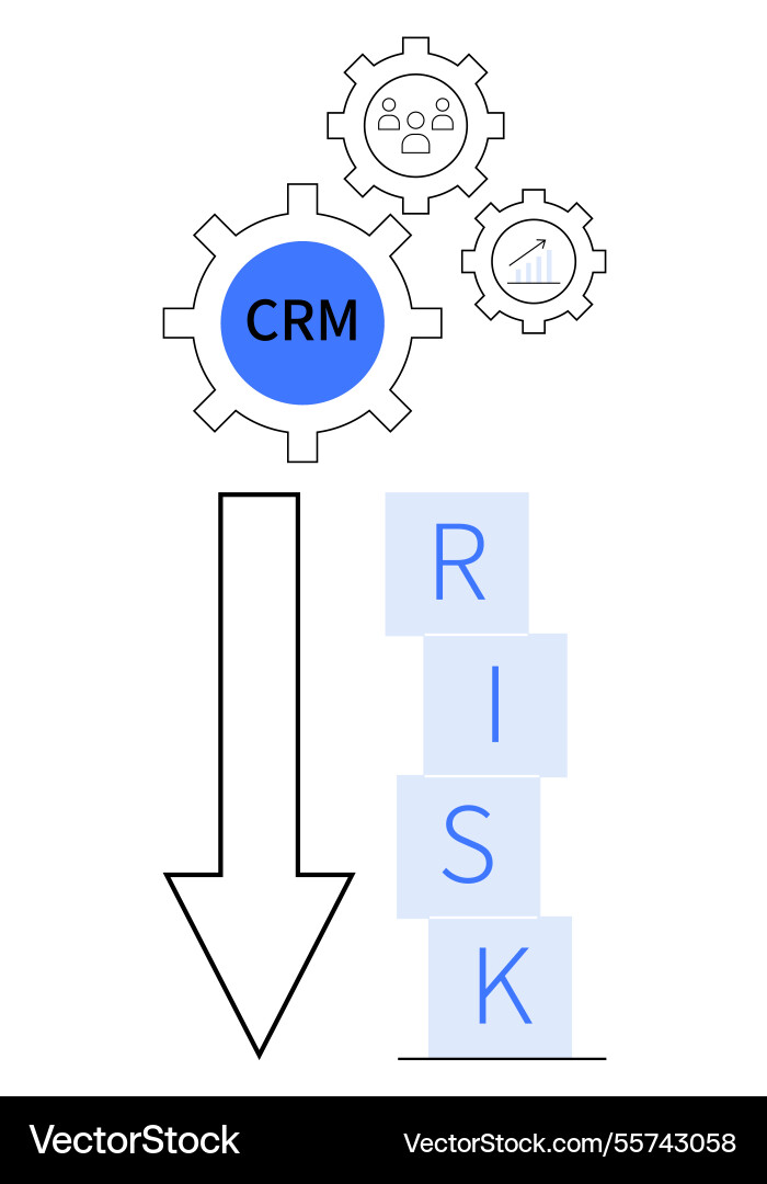 Crm tools reducing risk with workflow and data Crm tools reducing risk with workflow and data vector image