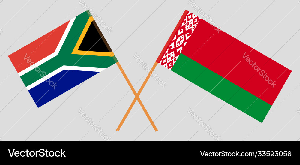 Crossed flags belarus and rsa Crossed flags belarus and rsa Vector Image