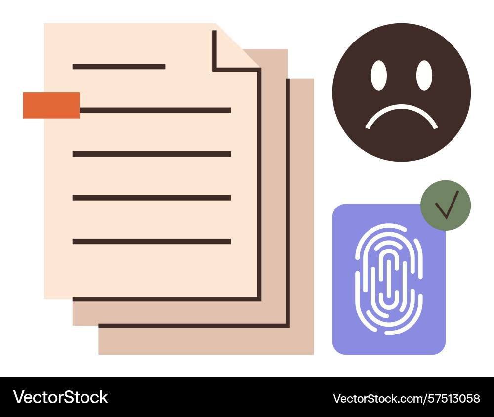 Document authentication with biometrics sad Document authentication with biometrics sad vector image