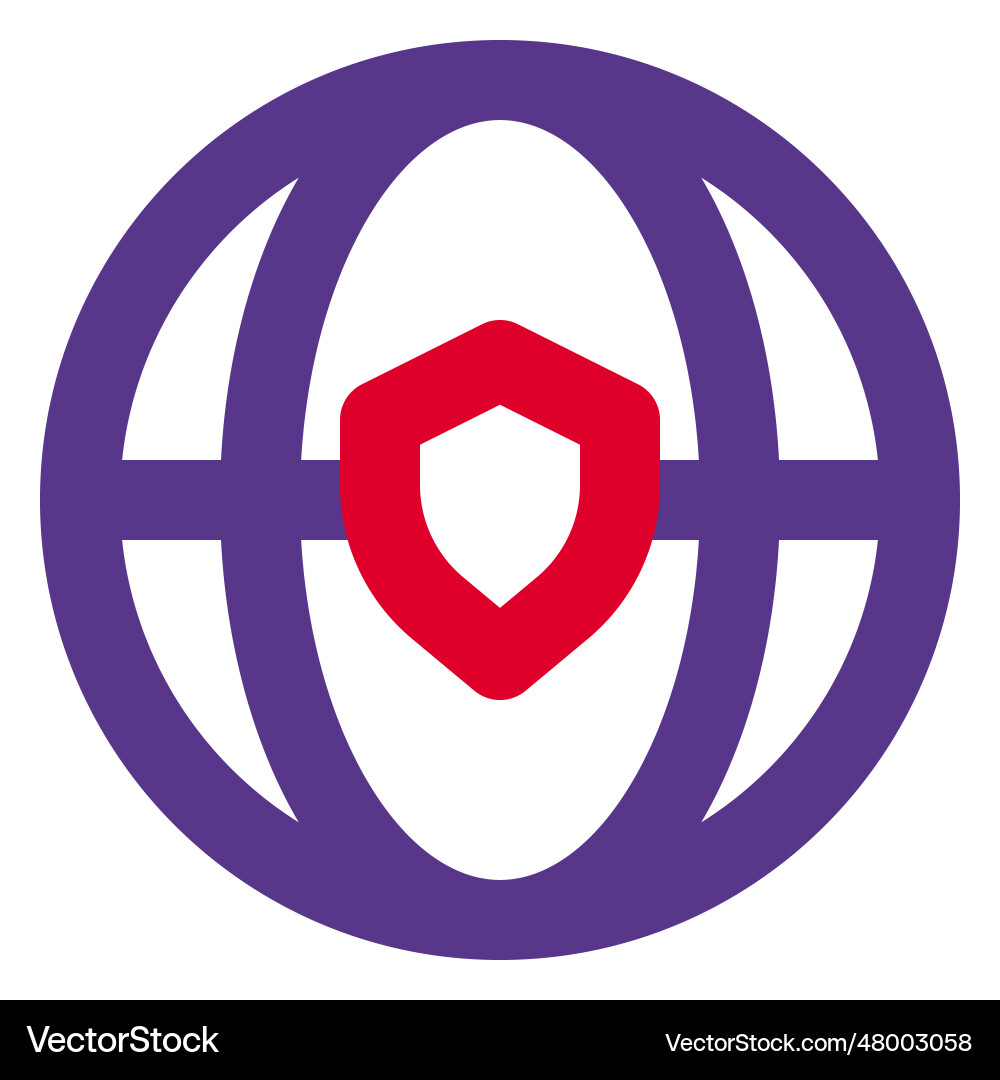 Global network secured via shield security vector image