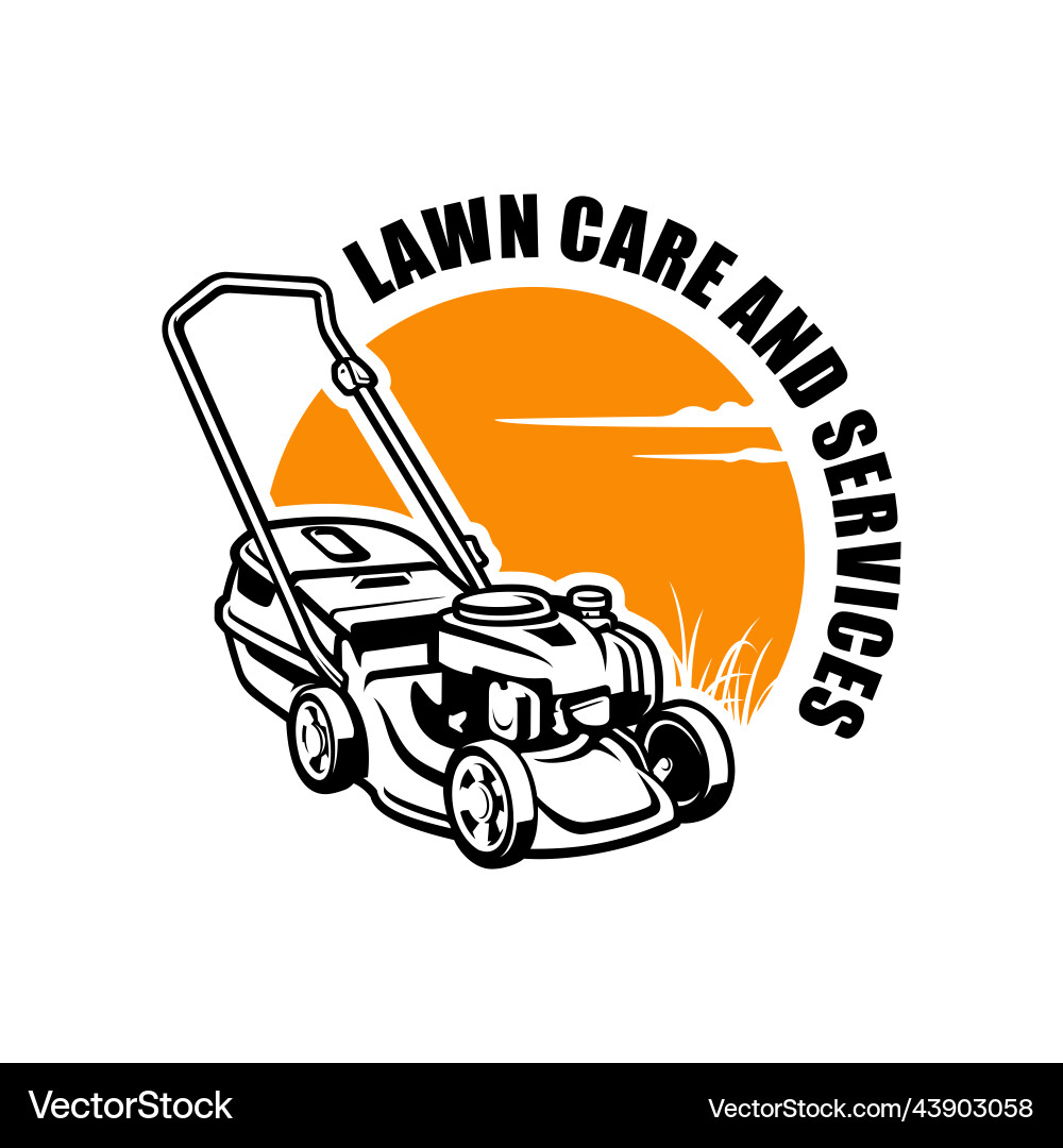 Lawn mower and care logo vector image