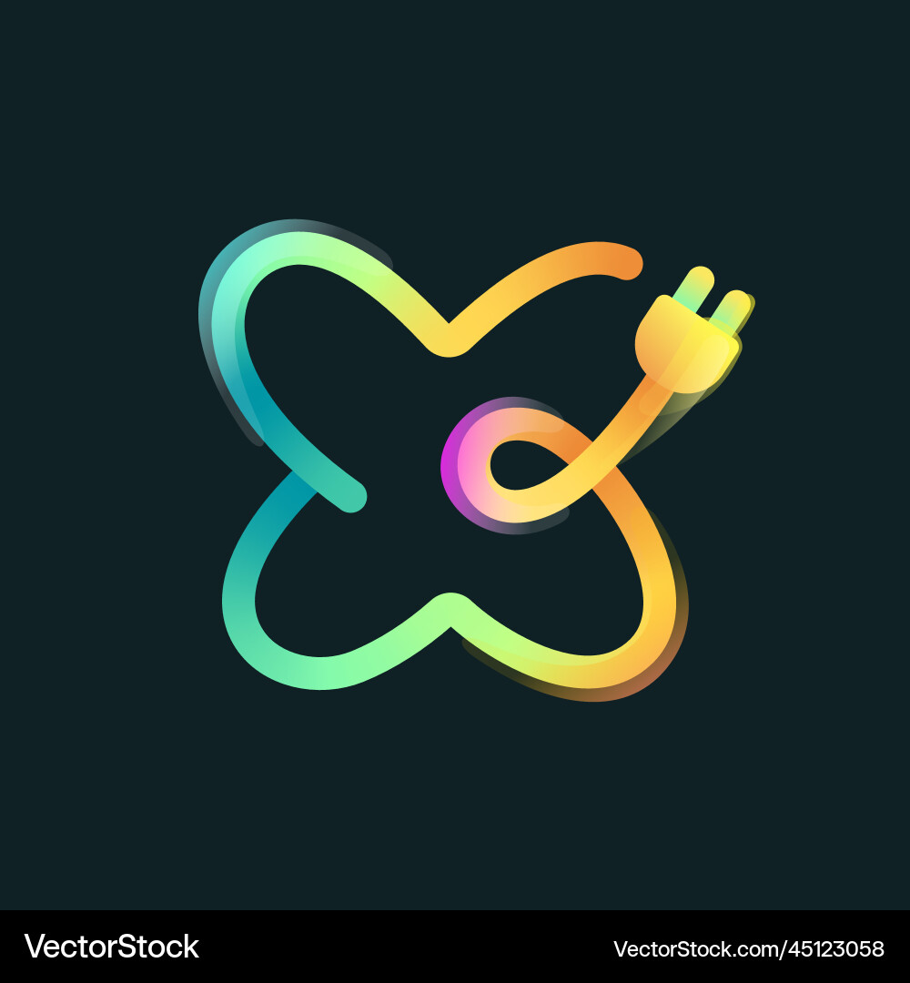 Letter x logo made of curved vivid gradient line Letter x logo made of curved vivid gradient line vector image