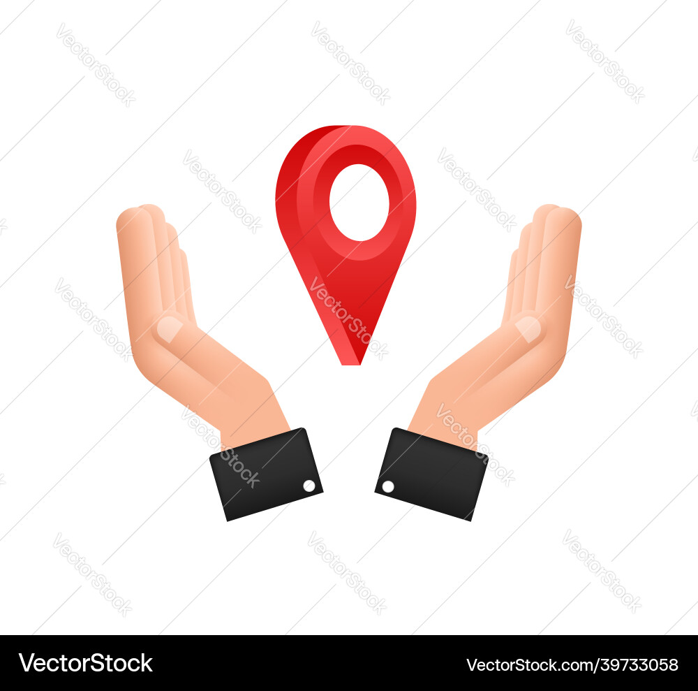 Map pointer in hand on white background vactor vector image