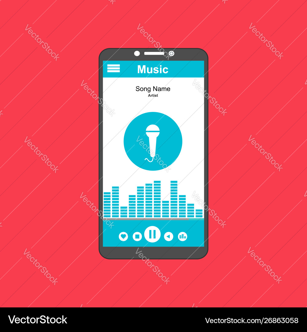 Media player application app template with flat Vector Image