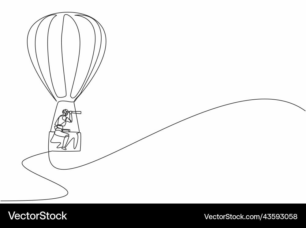 Roboter mit Heißluftballon Vektorbild