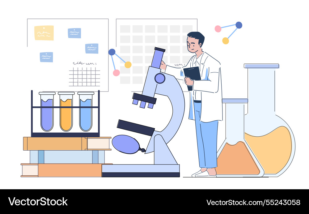 Scientist working in a lab Scientist working in a lab Vector Image