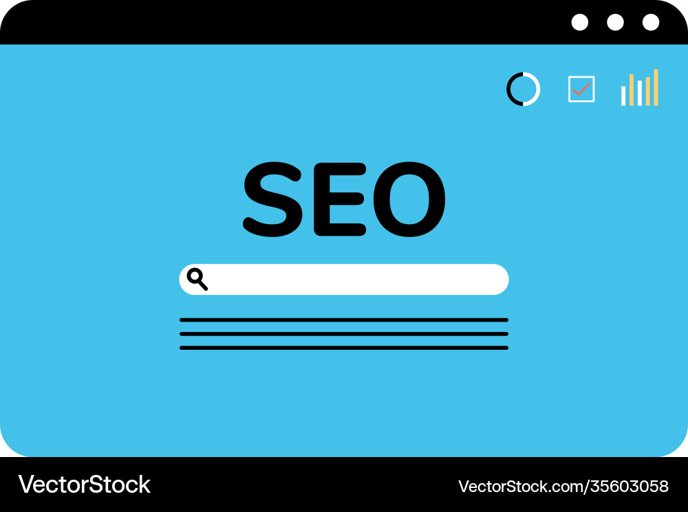 Seo website with search button design vector image