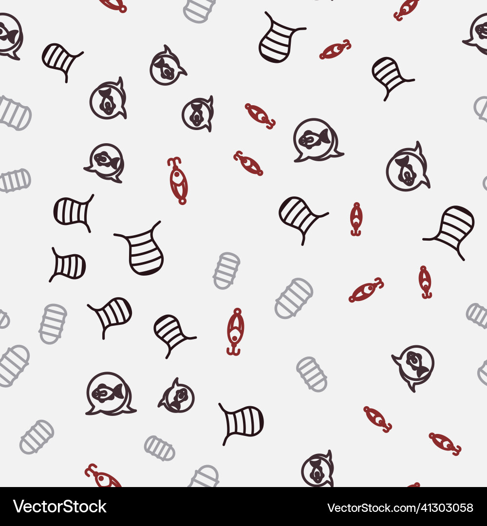 Set line fishing net and lure on seamless pattern Set line fishing net and lure on seamless pattern vector image