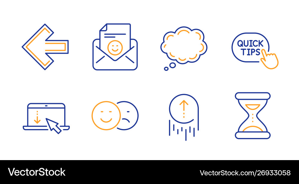 Smile scroll down and comic message icons set Smile scroll down and comic message icons set vector image