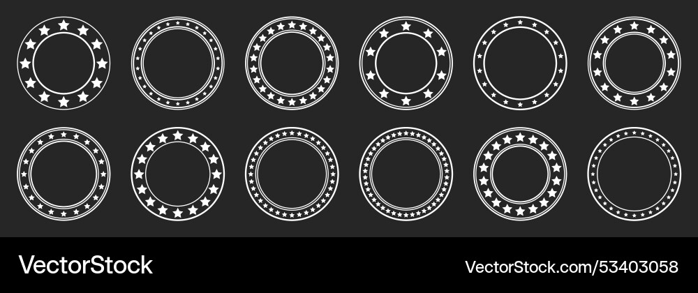 Stars of various sizes arranged in a circle round Stars of various sizes arranged in a circle round Vector Image
