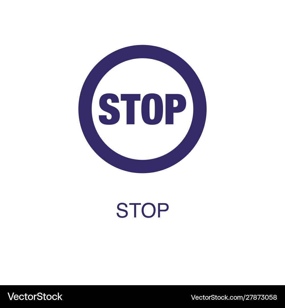 Stop element in flat simple style on white vector image