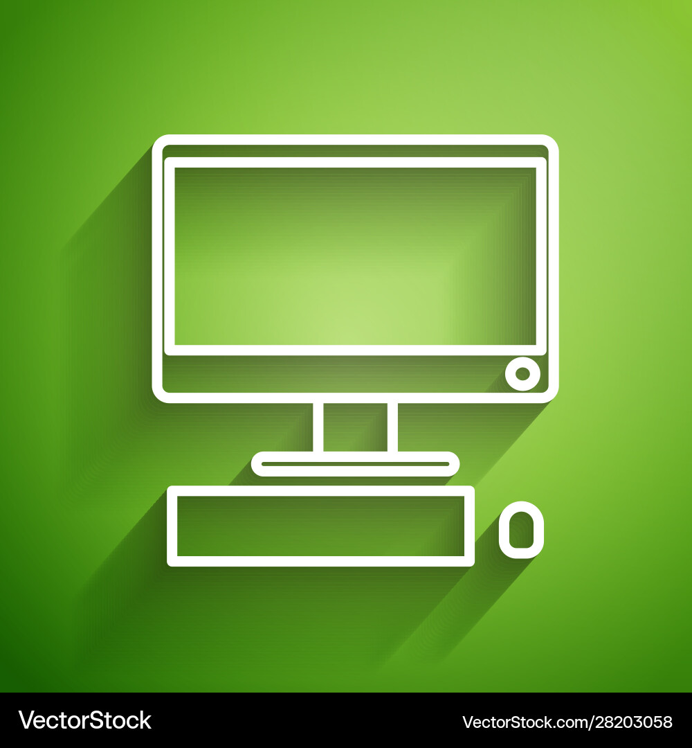 White line computer monitor with keyboard White line computer monitor with keyboard vector image