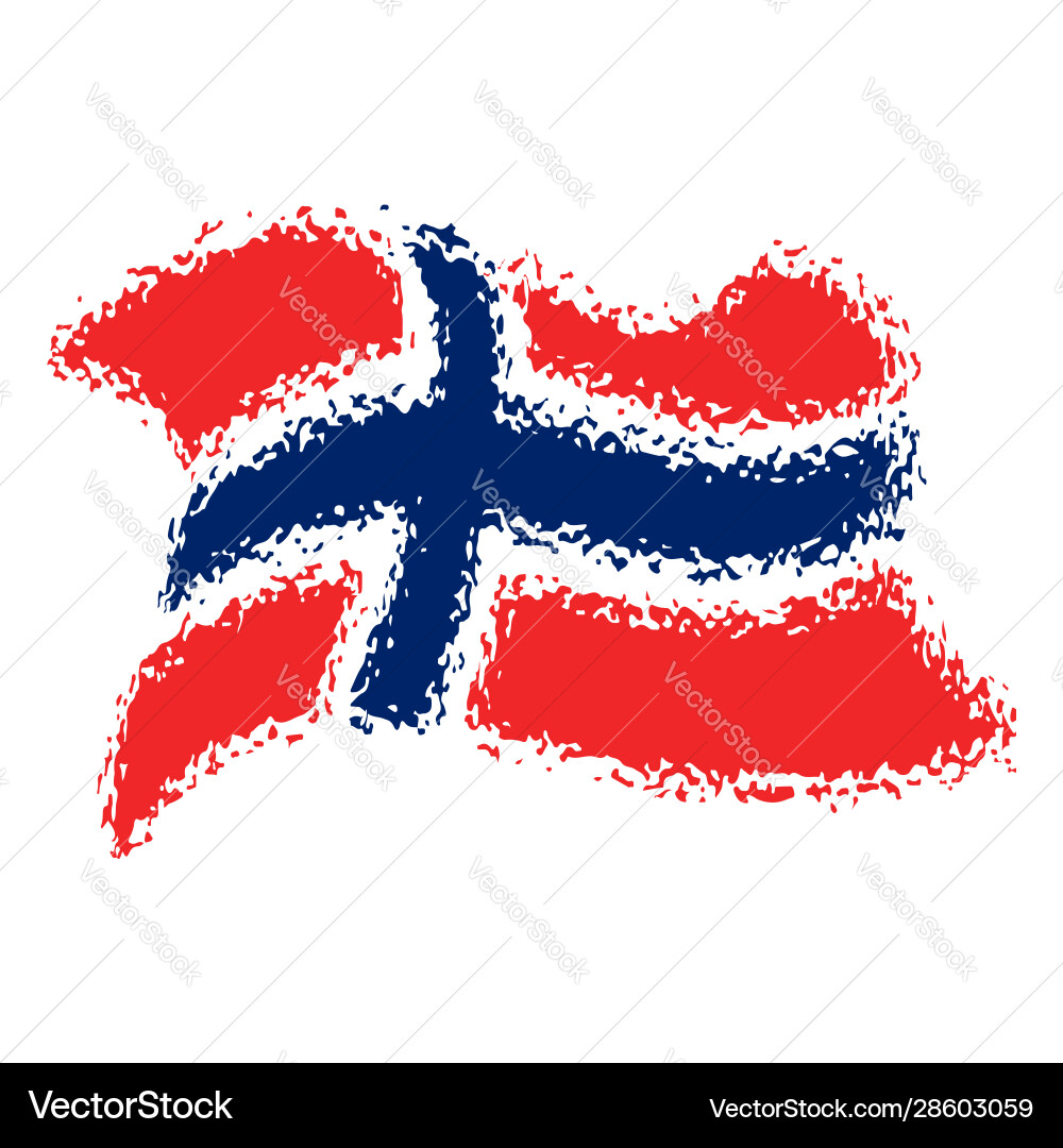 Abstract distorted red flag with blue cross Vector Image