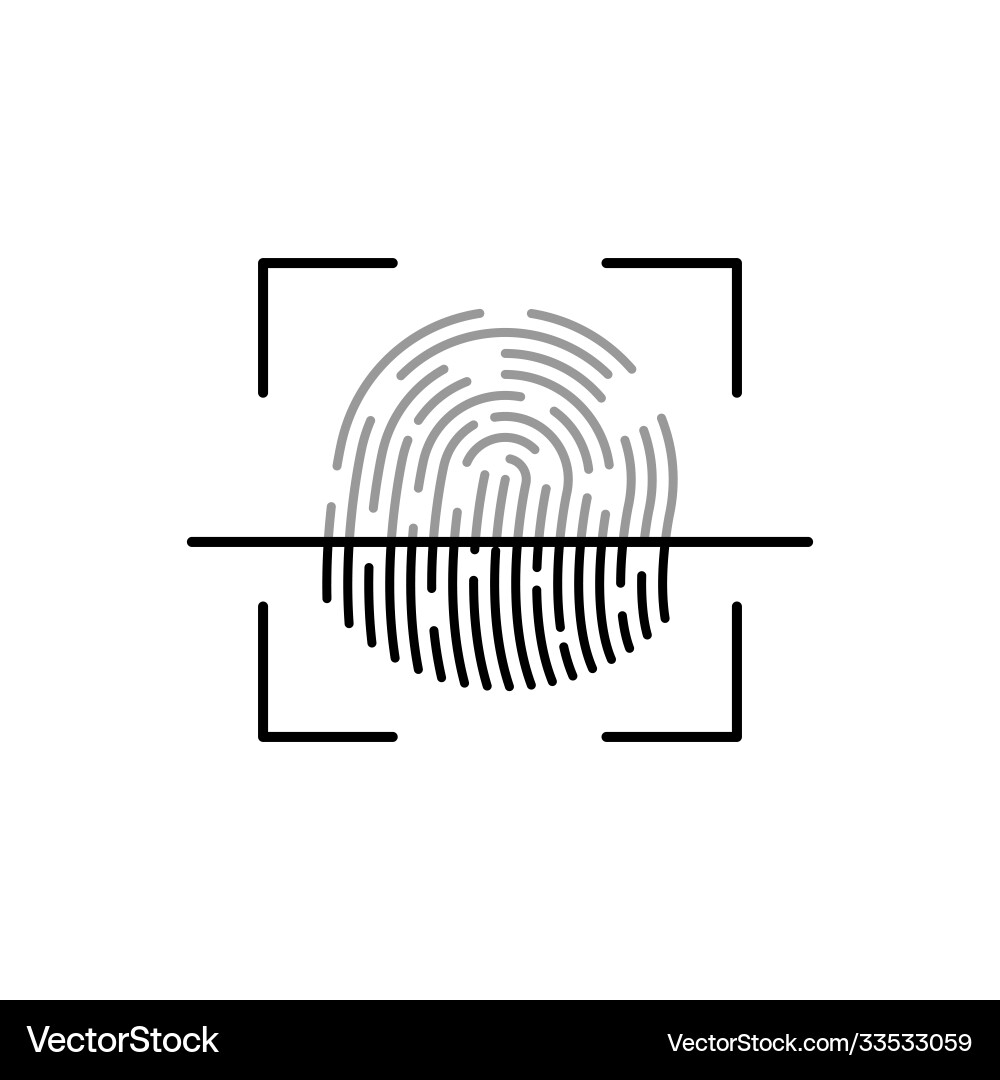 Black fingerprint shape secure identification vector image