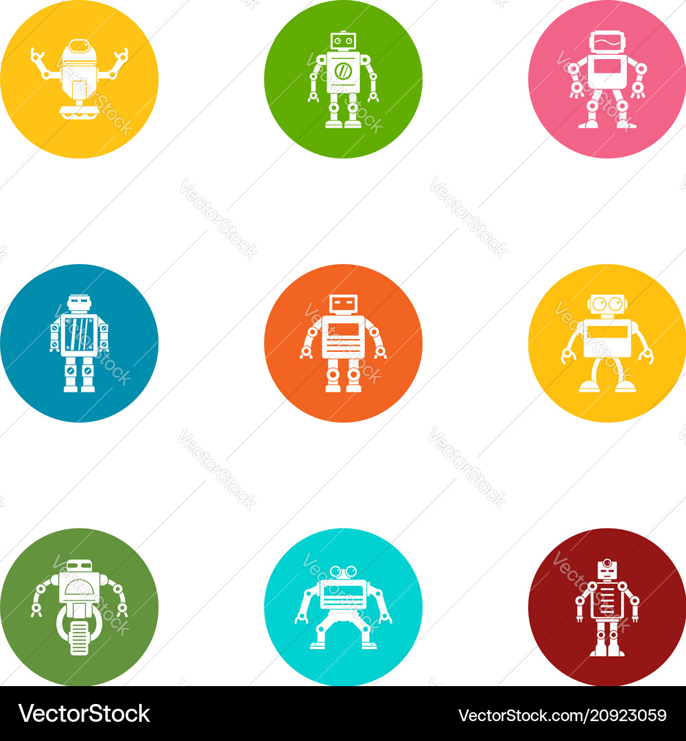 Bot icons set flat style Vector Image