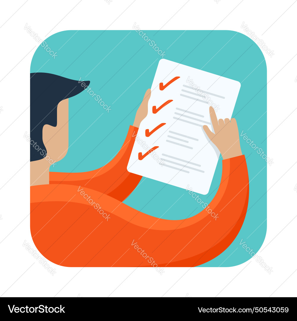 Checklist square - character with schedule Checklist square - character with schedule vector image