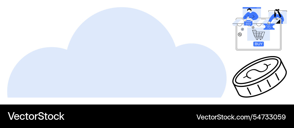 Cloud computing with online shopping elements Vector Image