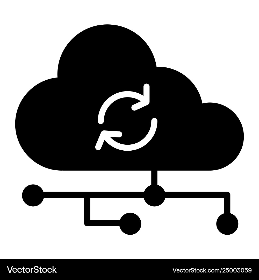 Cloud synchronization solid icon network Cloud synchronization solid icon network vector image